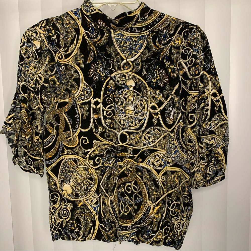Black- Gold Patterned Blouse